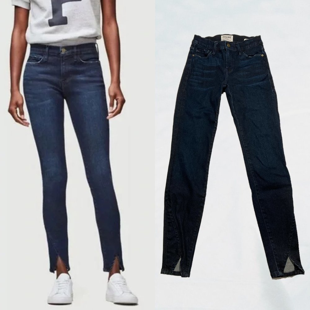 Frame Denim Lauretta Le Skinny De Jeanne Dark Wash Jeans